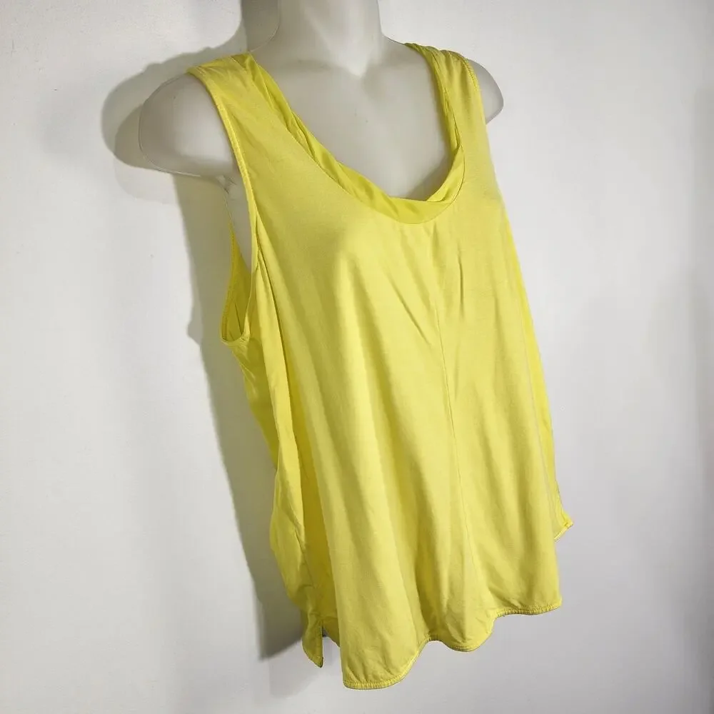 J. Crew Womens Tank Top Medium Yellow Sleeveless Pullover Knit Woven Scoop Neck
